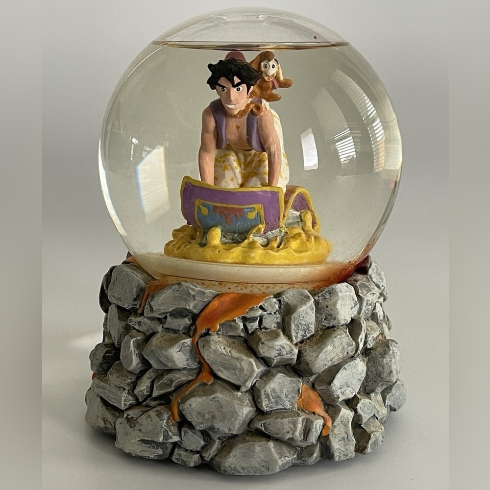 Schmid Disney ALADDIN Flying Carpet Snow Globe/  Music Box, with Abu